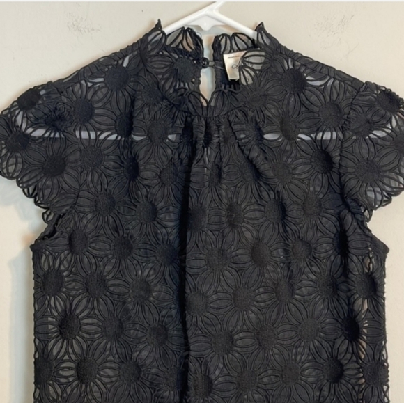 Vintage Milly Of New York Black Thick Lace Overlay Scalloped Mini Shift Dress 2 - Picture 3 of 11
